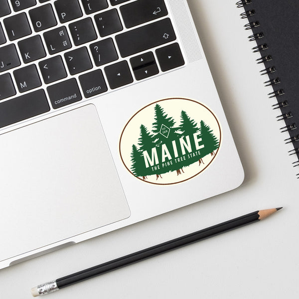 Maine Pine Trees Mini Vinyl Sticker