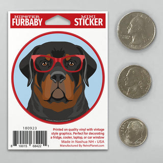 Rottweiler Dog Wearing Hipster Glasses Mini Vinyl Sticker