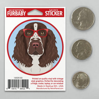 Springer Spaniel Dog Wearing Hipster Glasses Mini Vinyl Sticker