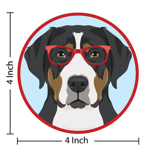 Greater Swiss Mountain Dog Dog Wearing Hipster Glasses Die Cut Vinyl Sticker