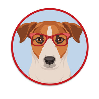 Jack Russell Terrier Dog Wearing Hipster Glasses Die Cut Vinyl Sticker