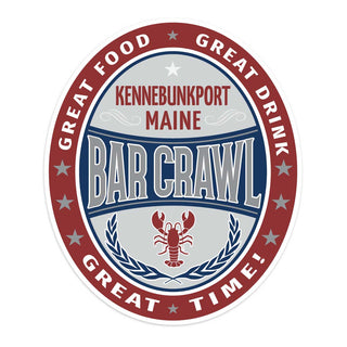 Maine Bar Crawl Lager Label Style Die Cut Vinyl Sticker