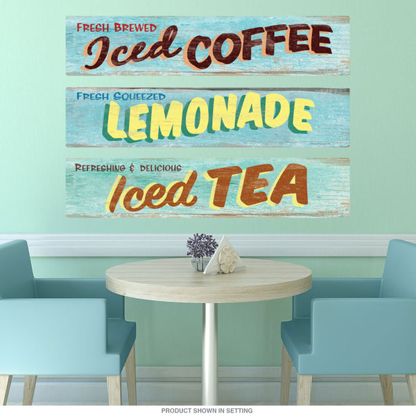 Iced Drinks Rustic Wall Decal Set