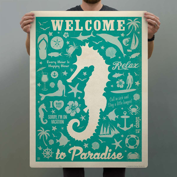 Welcome to Paradise Seahorse Decal