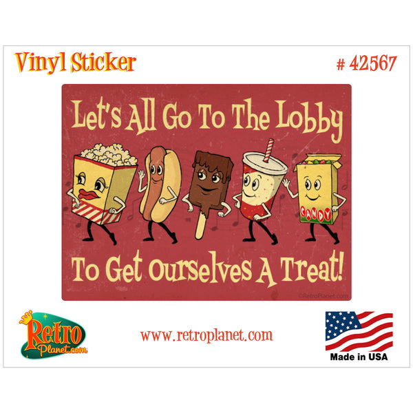 Lets Go to the Lobby Dancing Snacks Vinyl Sticker
