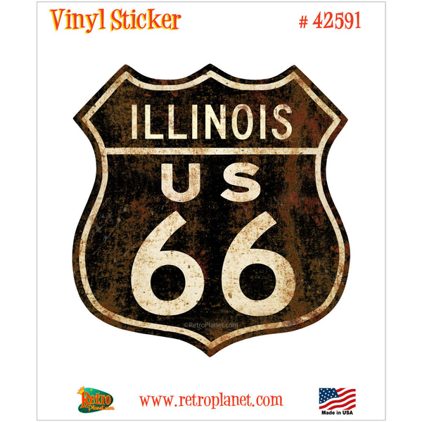 Route 66 Illinois Distressed Vinyl Sticker