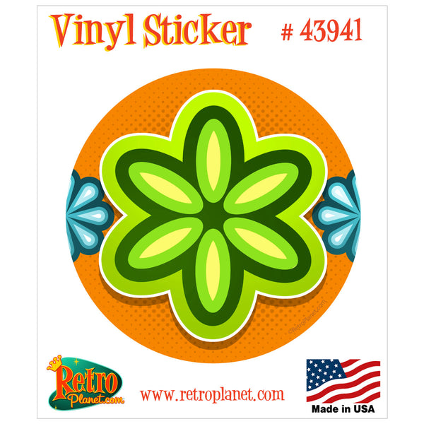 Mod Flower Green 70s Style Vinyl Sticker