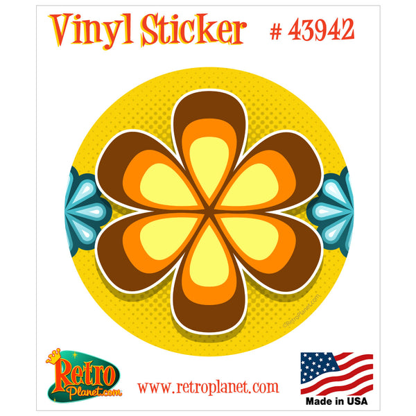 Mod Flower Brown 70s Style Vinyl Sticker