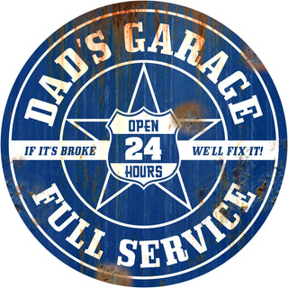 Dads Garage Wall Decal Rusted Blue