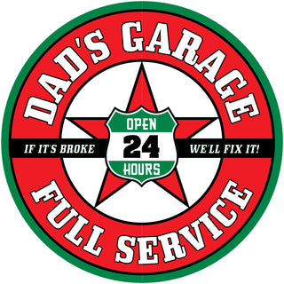 Dads Garage Service Wall Decal Red