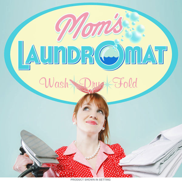 Moms Laundromat Yellow Oval Wall Decal