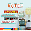 Motel Advertisement Wall Decal Set of Five