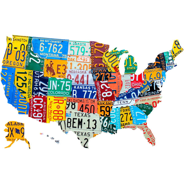 USA 50 Cutout License Plate Style Wall Decal