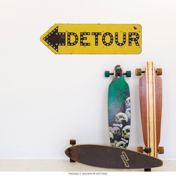 Detour Left Arrow Distressed Wall Decal