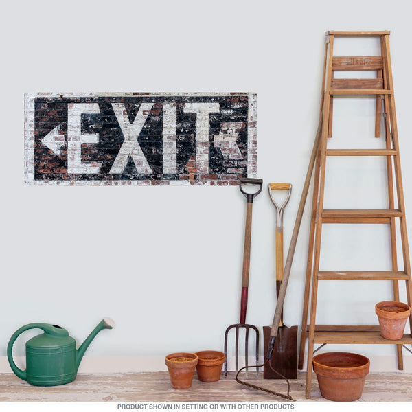 Exit Sign Painted Brick Look Wall Decal