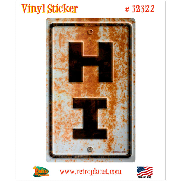 Hawaii HI State Abbreviation Rusted Vinyl Sticker