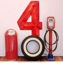 Number 4 Distressed Wall Decal Red