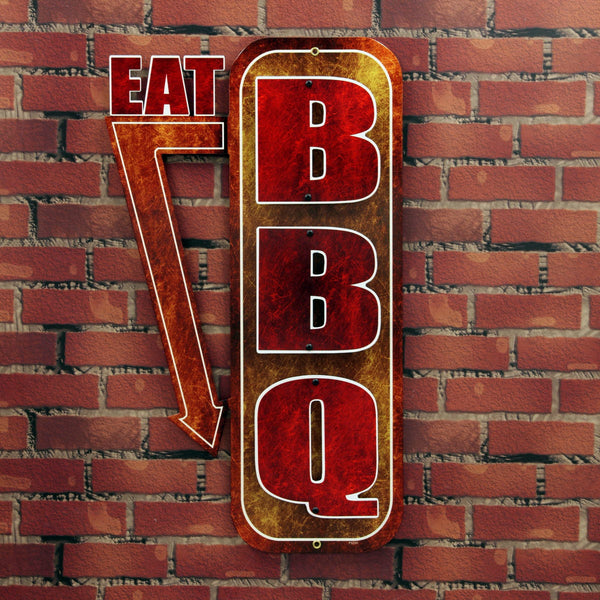 Eat BBQ Barbecue Cut Out Metal Sign