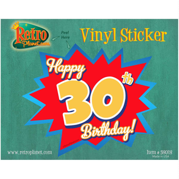 Happy 30th Birthday Gift Vinyl Sticker