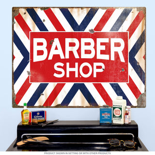 Barber Shop X Stripes Wall Decal Distressed