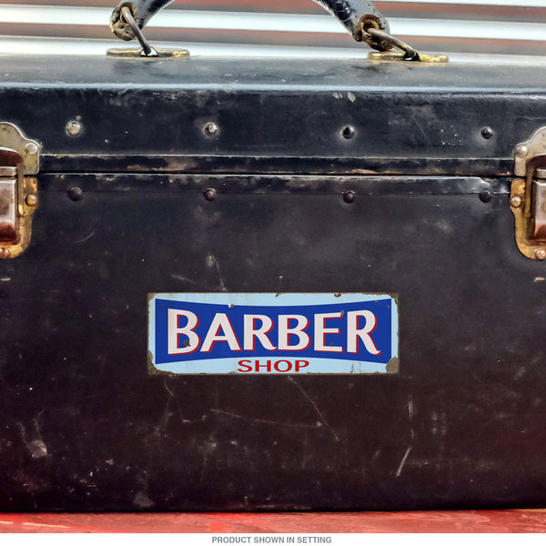Barber Shop Entrance Vinyl Sticker Distressed