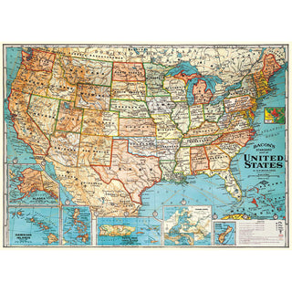 United States Territories Map Vintage Art Poster