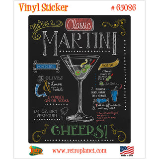 Martini Chalk Cocktail Recipe Vinyl Sticker