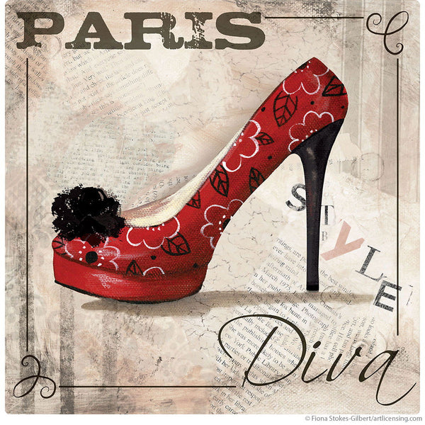 Paris Style Diva Fashion Shoes Wall Decal