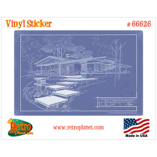 301 Cypress House Inverse Blueprint Vinyl Sticker