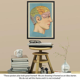 Phrenology Head Brain Chart Vintage Style Poster