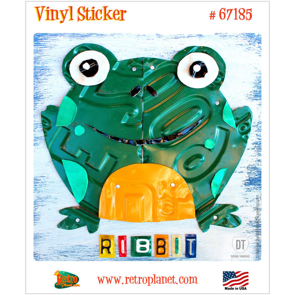 Frog Ribbit License Plate Style Vinyl Sticker