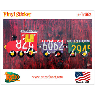 Toy Train License Plate Style Vinyl Sticker