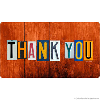 Thank You License Plate Style Wall Decal