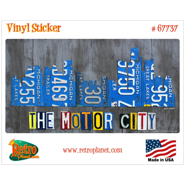 Detroit Michigan License Plate Style Vinyl Sticker
