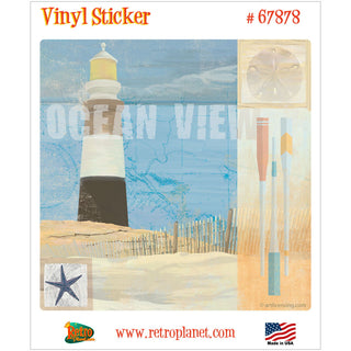 Ocean View Lighthouse Beach Collage Vinyl Sticker