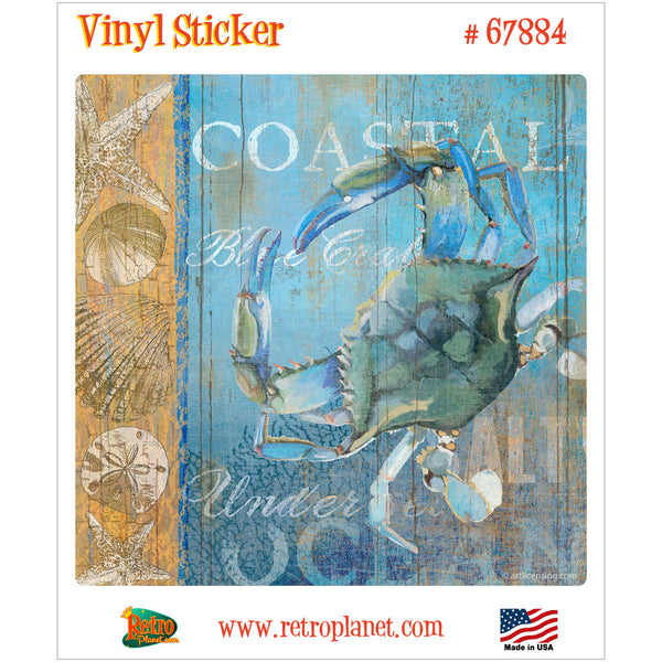 Crab and Sea Beach Collage Vinyl Sticker