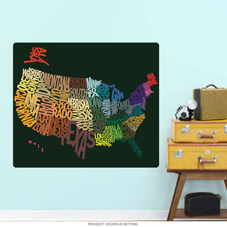 United States Of Words Map Wall Decal