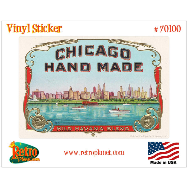 Chicago Hand Made Cigar Label Vinyl Sticker