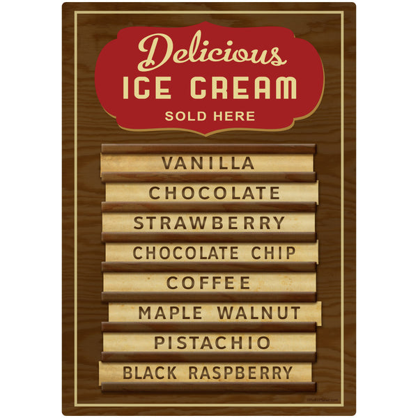 Delicious Ice Cream Menu Wood Style Wall Decal
