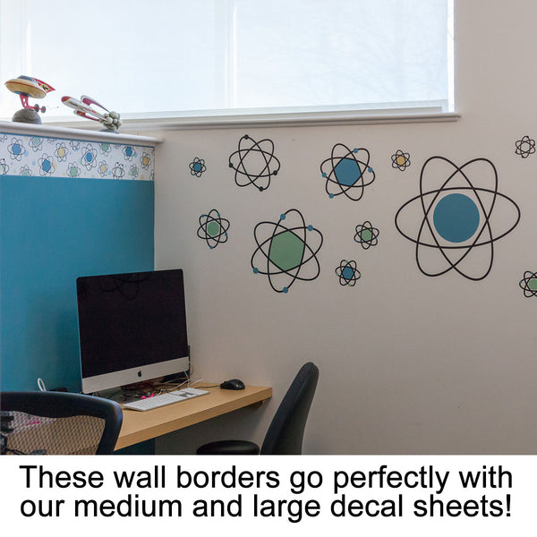 Atomic Symbols Space Age Decorative Peel and Stick Wall Border