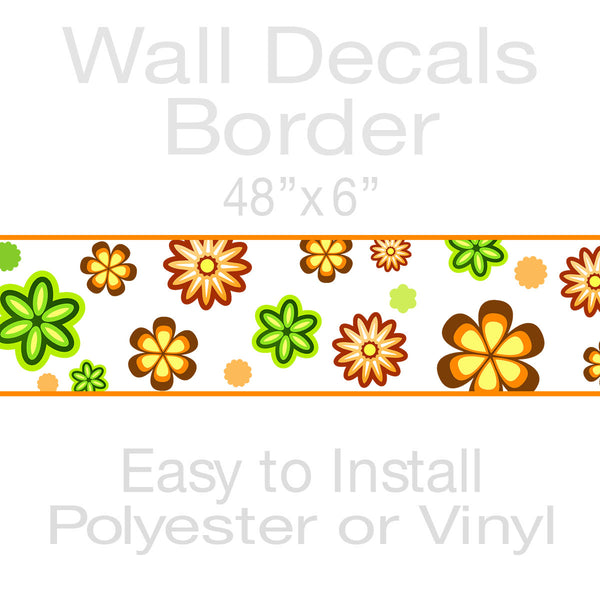 Mod Flowers Peace Love Decorative Peel and Stick Wall Border