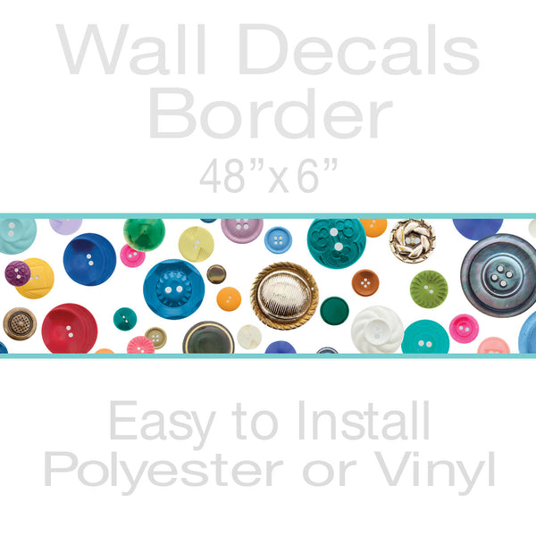 Sewing Buttons Decorative Peel and Stick Wall Border