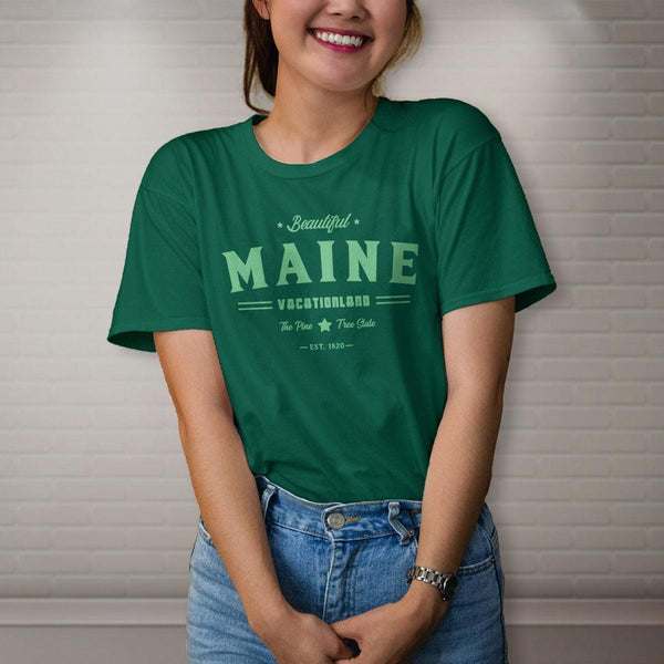 Beautiful Maine Vacationland Adult Unisex Shirt Sizes S - XXL, 100% Cotton, ME Souvenir, Maine T-shirts