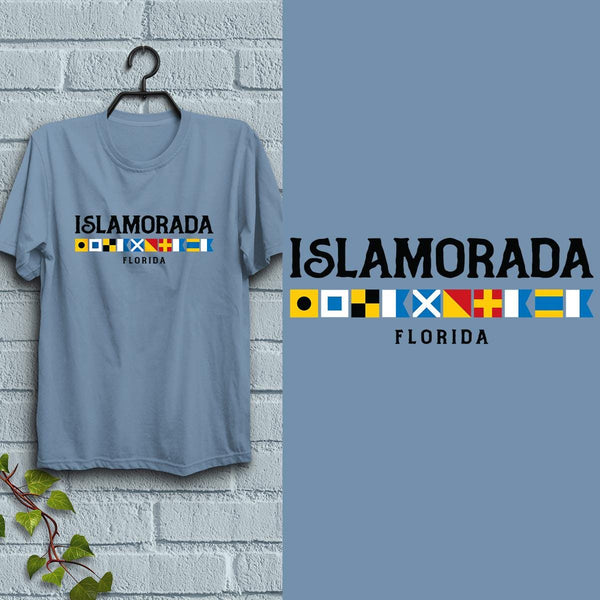 Islamorada Florida Nautical Flags Adult T-Shirt Unisex 100% Cotton S-XXL, Coastal FL Tshirt