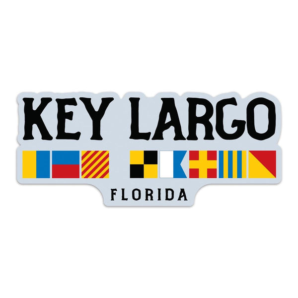 Bumper Sticker; Key Largo Florida Nautical Flags, Large Vinyl Decal for Coolers, Campers, Boats & More! Perfect Gift for Ocean Lovers!