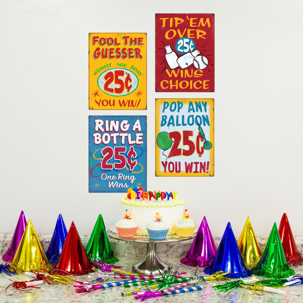 Carnival Games, Midway, Arcade, Wall Decals Set Of 4 Peel & Stick Decals