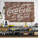 Enjoy Coca-Cola 5 Cents Ghost Sign Graphic Faux Brick Mural