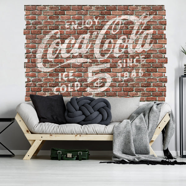 Enjoy Coca-Cola 5 Cents Ghost Sign Graphic Faux Brick Mural