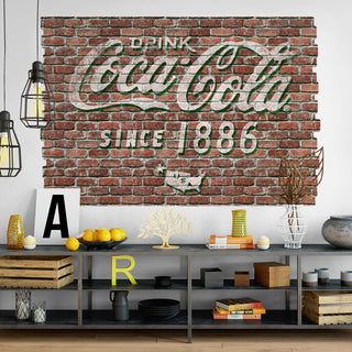 Coca-Cola Since 1886 Ghost Sign Graphic Faux Brick Mural