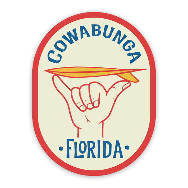 Florida Cowabunga Surfing Mini Vinyl Sticker